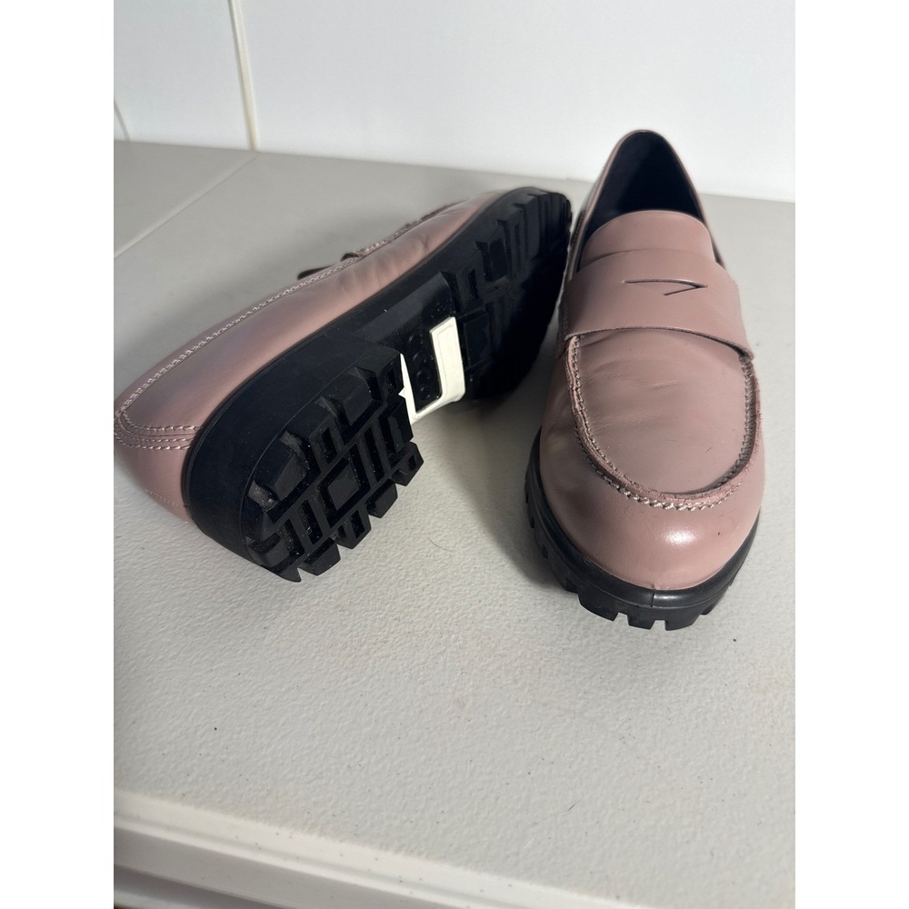 ECCO TRAYTECH Womens Pink Leather Penny Loafers Lug Sole Shoes Mauve Dusty Rose
